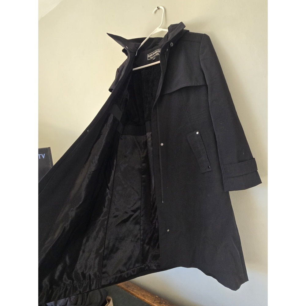 Fleet Street Ltd Black Rain Resistant Trench Coat Jacket Polyester Women's Med - Picture 3 of 16
